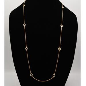 Trifari Vintage Crystal Necklace Clear Open Bezel Gold Tone Chain 1950s Bin4B